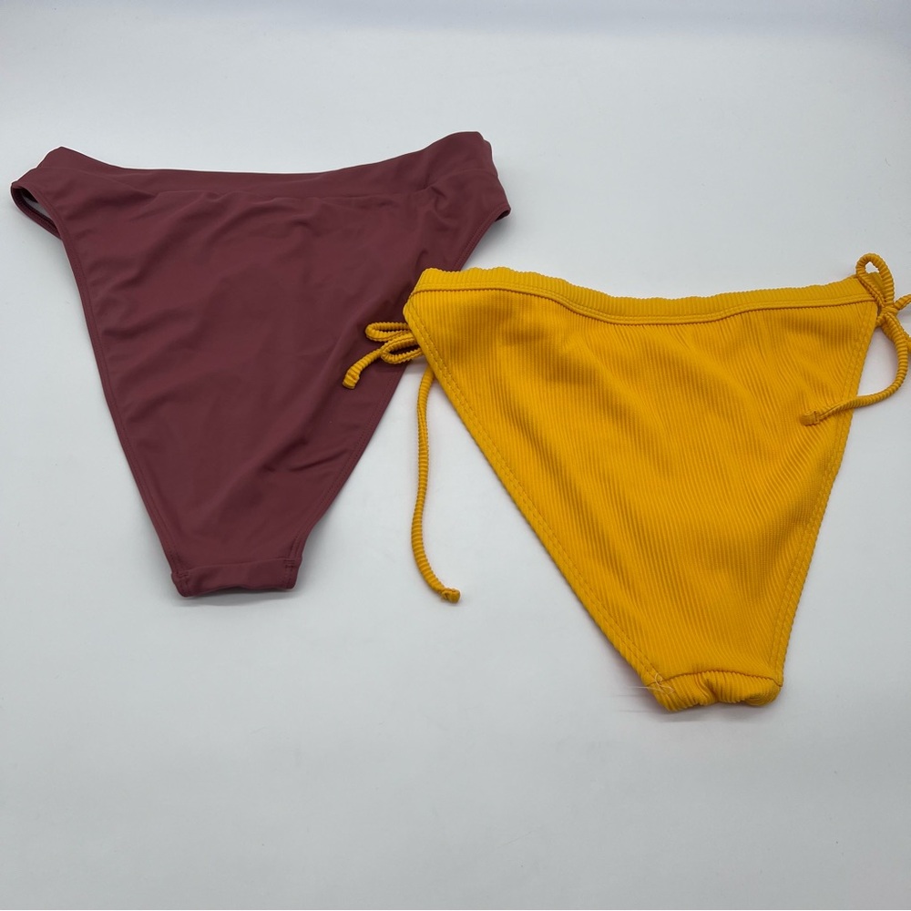 Lot of 2 NWT Urban Outfitters Bikini Bottoms in Brown and Ribbed Yellow-Size L - Picture 2 of 8
